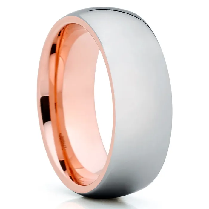 Rings Clean Casting Jewelry Rose Gold Tungsten Shiny Polish Tungsten Wedding Band Wedding Ring