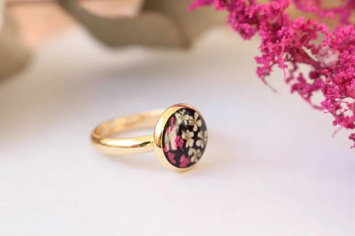 Rings Fancy Fancy Queen Annes Lace Pressed Flower Ring