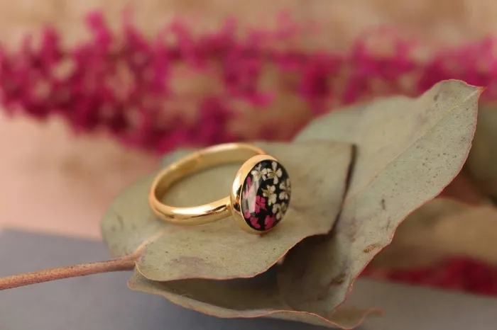 Rings Fancy Fancy Queen Annes Lace Pressed Flower Ring