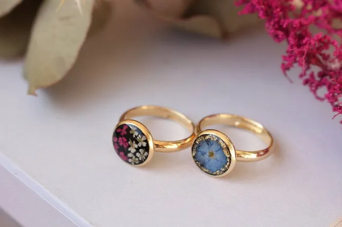 Rings Fancy Fancy Queen Annes Lace Pressed Flower Ring