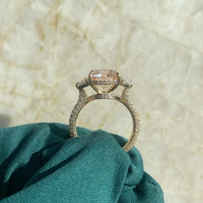 Rings Half Moon Three Stone Diamond Ring Carat Co