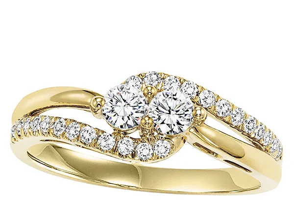 Rings International Diamond Center 14K Diamond Two Stone Ring 050 CTW