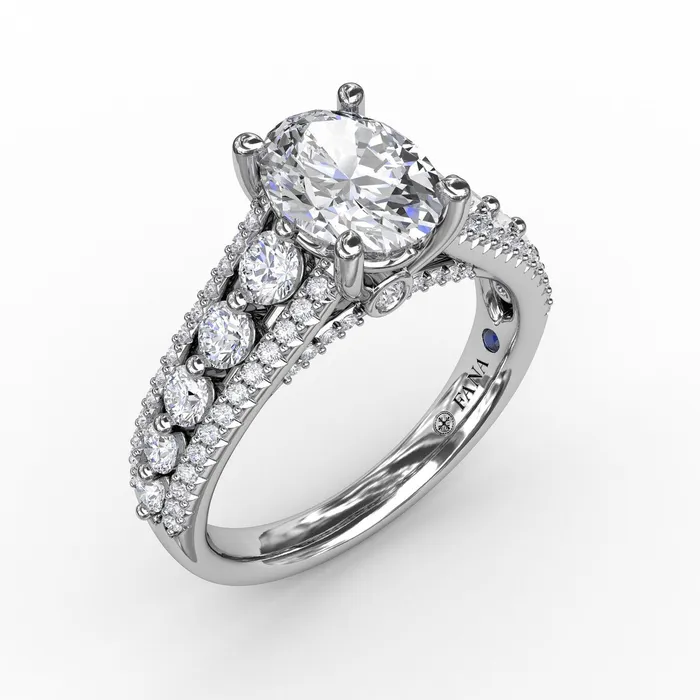 Rings International Diamond Center FANA Classic Oval Diamond Solitaire Engagement Ring Setting With TripleRow Diamond Band Rings International Diamond Center FANA Classic Oval Diamond Solitaire Engagement Ring Setting With TripleRow Diamond Band