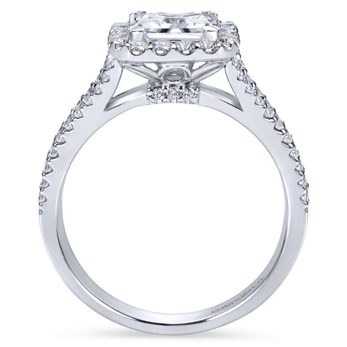 Rings International Diamond Center Gabriel Bridal Collection White Gold Halo and Diamond Accent Split Shank Diamond Engagement Ring 057 ctw Rings International Diamond Center Gabriel Bridal Collection White Gold Halo and Diamond Accent Split Shank Diamond Engagement Ring 057 ctw