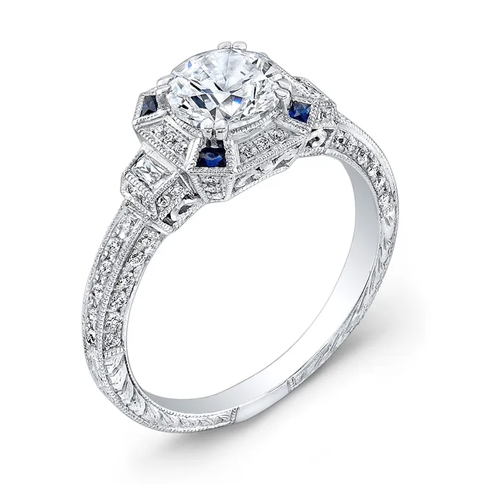 Rings International Diamond Center Jolie Designs Round Diamond Vintage Engagement Ring 047 CTW