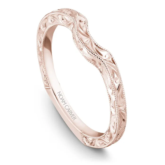 Rings International Diamond Center Noam Carver Rose Gold Carved Shank Engagement Ring Setting with White Gold Crown
