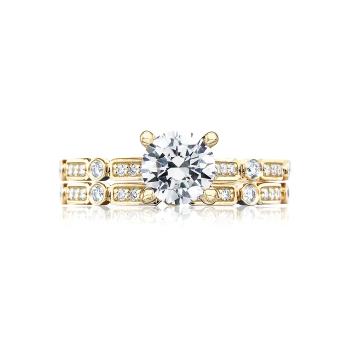 Rings International Diamond Center Tacori 18k Yellow Gold Sculpted Crescent Round Diamond Engagement Ring Setting 015 CTW Rings International Diamond Center Tacori 18k Yellow Gold Sculpted Crescent Round Diamond Engagement Ring Setting 015 CTW