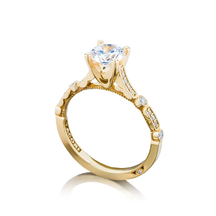 Rings International Diamond Center Tacori 18k Yellow Gold Sculpted Crescent Round Diamond Engagement Ring Setting 015 CTW Rings International Diamond Center Tacori 18k Yellow Gold Sculpted Crescent Round Diamond Engagement Ring Setting 015 CTW