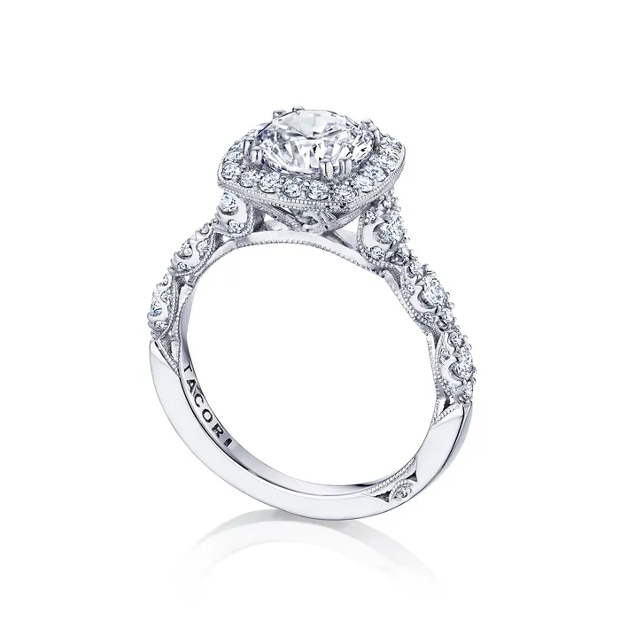 Rings International Diamond Center Tacori Platinum Petite Crescent Round Diamond Engagement Ring Setting 065 CTW Rings International Diamond Center Tacori Platinum Petite Crescent Round Diamond Engagement Ring Setting 065 CTW