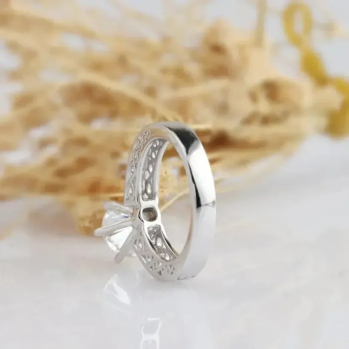 Rings Luxus Moissanite Silver or Gold Vintage Moissanite Engagement Ring 2ct