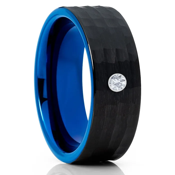 Rings Mens Black Wedding Ring Blue Tungsten Ring White Diamond Ring Brush Ring Clean Casting Jewelry Rings Mens Black Wedding Ring Blue Tungsten Ring White Diamond Ring Brush Ring Clean Casting Jewelry