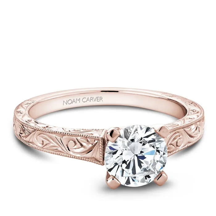 Rings Noam Carver Rose Gold Carved Shank Engagement Ring Setting International Diamond Center