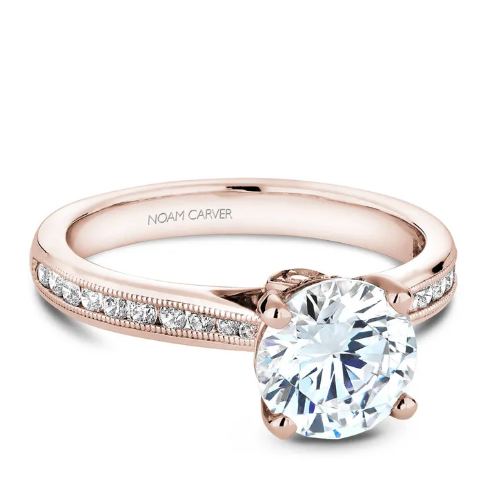 Rings Noam Carver Rose Gold Channel Set Diamond Engagement Ring Setting 027 CTW International Diamond Center
