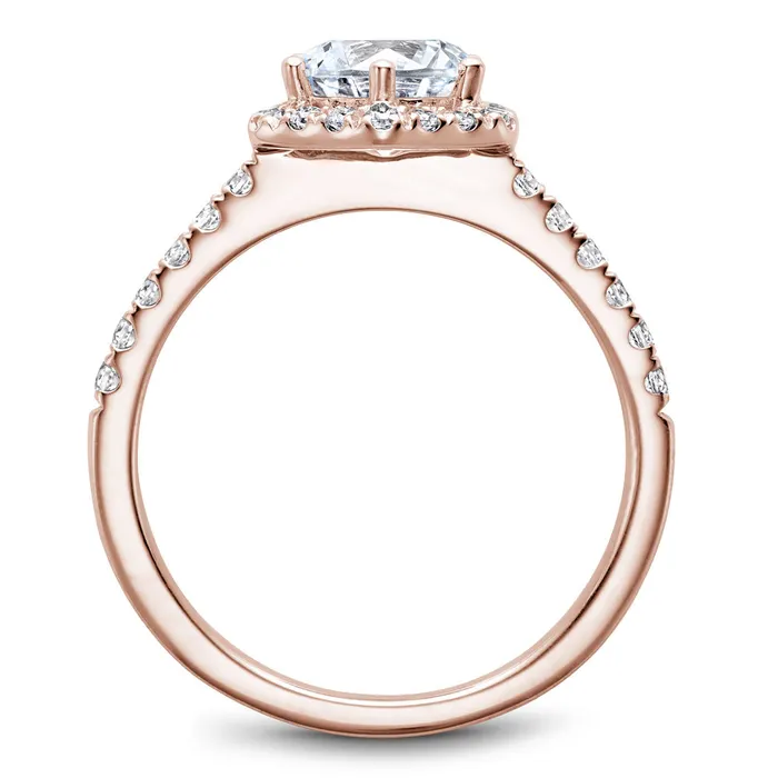 Rings Noam Carver Rose Gold Diamond Engagement Ring Setting with Hexagonal Halo 038 CTW International Diamond Center