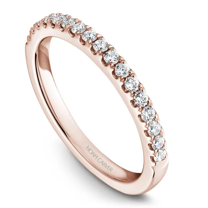 Rings Noam Carver Rose Gold Diamond Engagement Ring Setting with Hexagonal Halo 038 CTW International Diamond Center