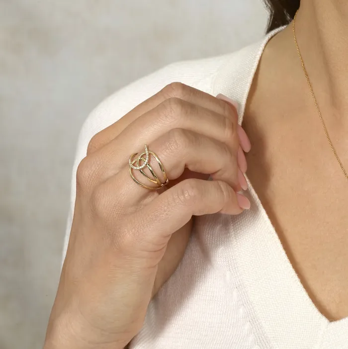 Rings Shop IDC estore 14K Yellow Gold Modern Diamond Fashion Ring 010CTW