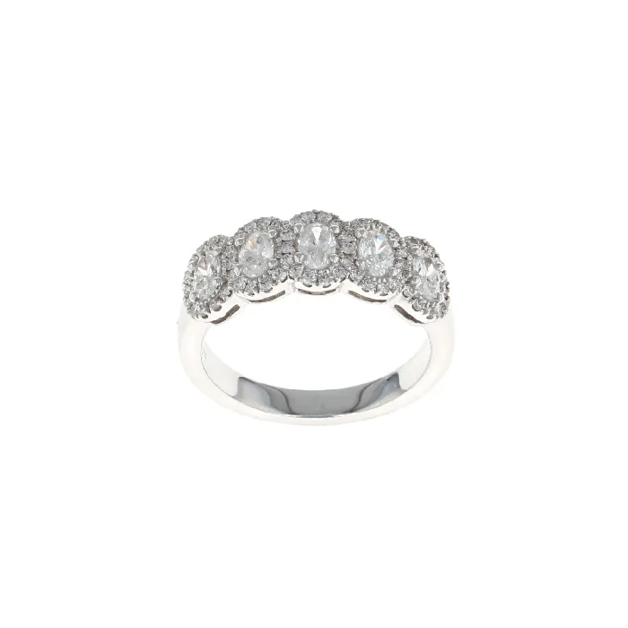Rings Shop IDC estore Five Stone Oval Diamond Halo Pave Ring 103CTW