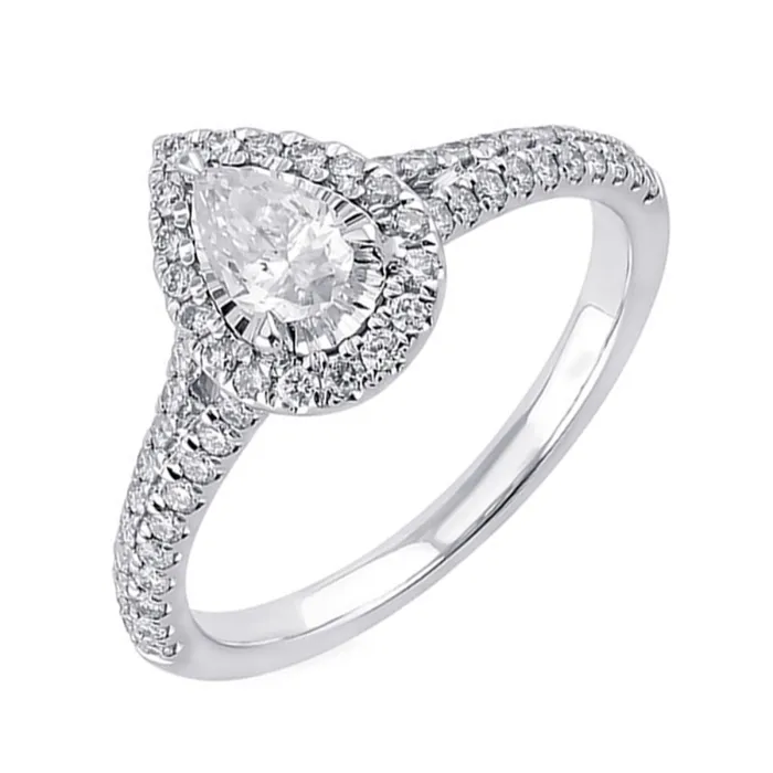 Rings Shop IDC estore White Gold 34ctw Diamond Halo Engagement Ring