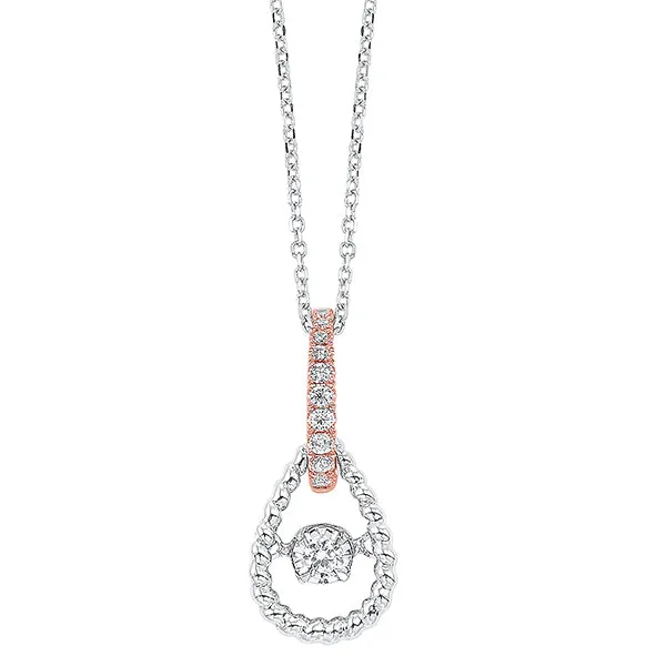 Rose and White Gold Pendant Gems One Necklaces