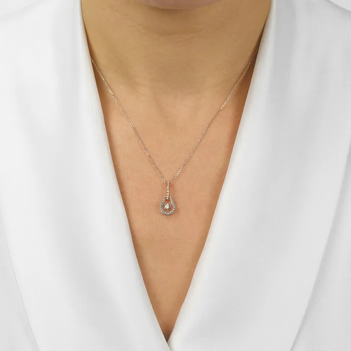 Rose and White Gold Pendant Gems One Necklaces Rose and White Gold Pendant Gems One Necklaces