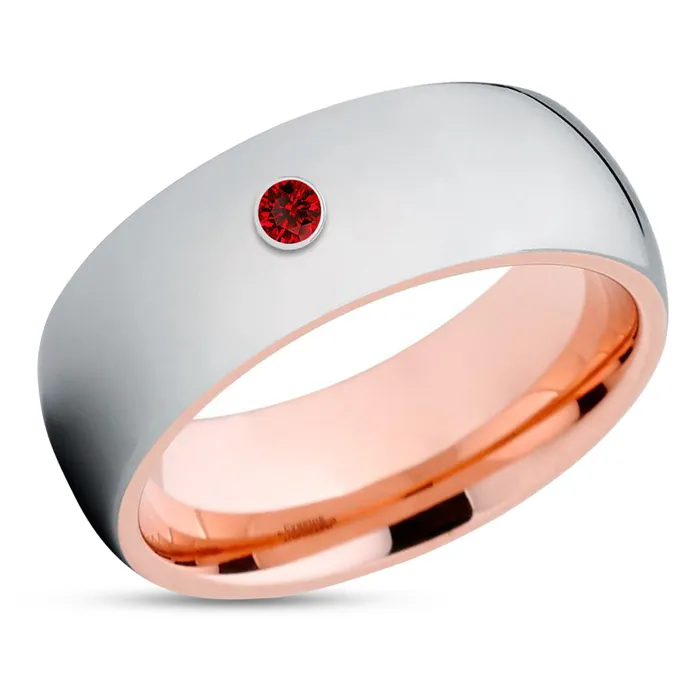 Rose Gold Tungsten Ring Ruby Wedding Band Mans Ring Womens Ring Engagement Ring Clean Casting Jewelry Rings Rose Gold Tungsten Ring Ruby Wedding Band Mans Ring Womens Ring Engagement Ring Clean Casting Jewelry Rings