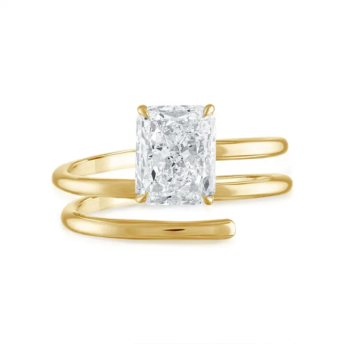 SG Bridal Rings Radiant Cut Coiled Rounded Shank Engagement Ring
