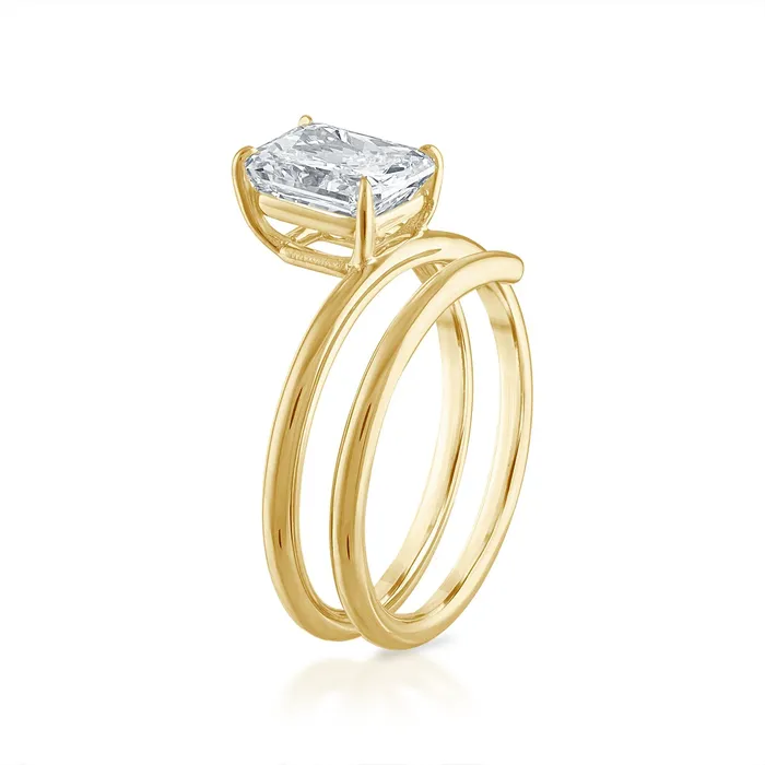 SG Bridal Rings Radiant Cut Coiled Rounded Shank Engagement Ring