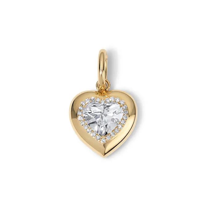 SG Fine Charm Necklaces White Topaz Heart Button Charm