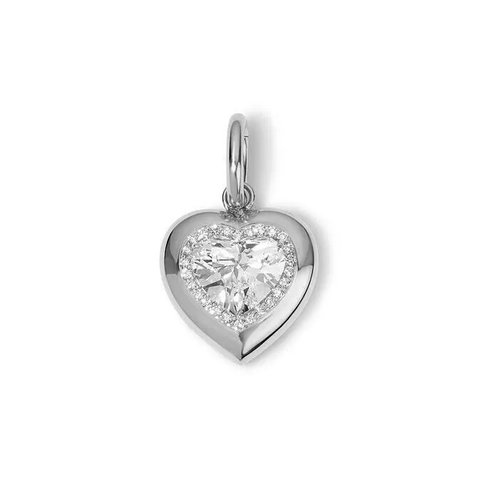 SG Fine Charm Necklaces White Topaz Heart Button Charm