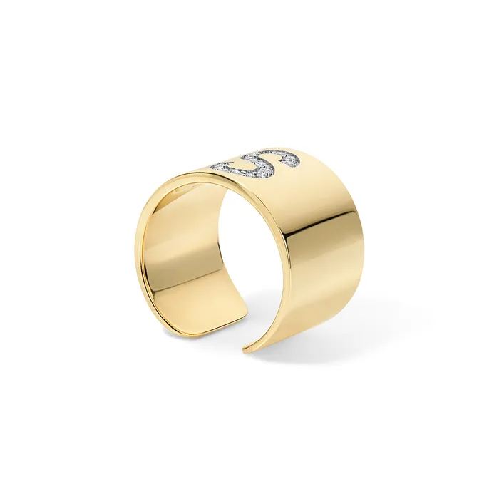 SG Fine Pave Initial Cigar Band Rings