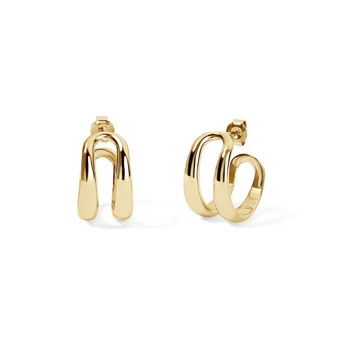 SG Fine PreStyled Sets Gold Double Domed Hoops