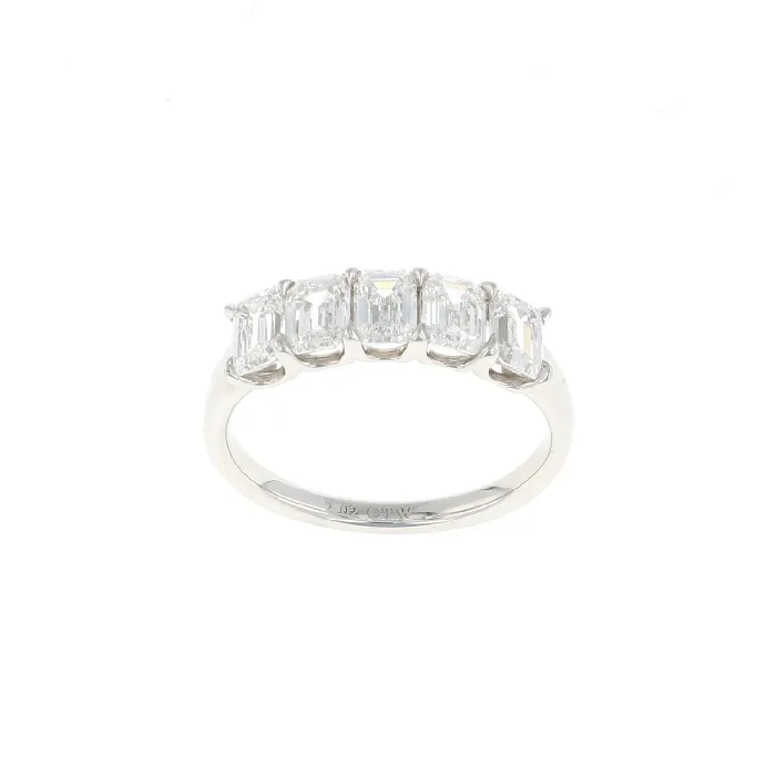 Shop IDC estore Rings Emerald Cut 5 Stone Platinum Diamond Band 202CTW