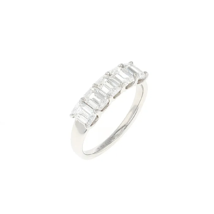 Shop IDC estore Rings Emerald Cut 5 Stone Platinum Diamond Band 202CTW