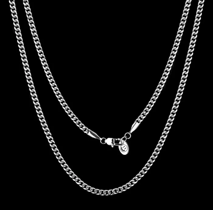 Silver Curb Chain Fashion Jewelry by Yordy Necklaces