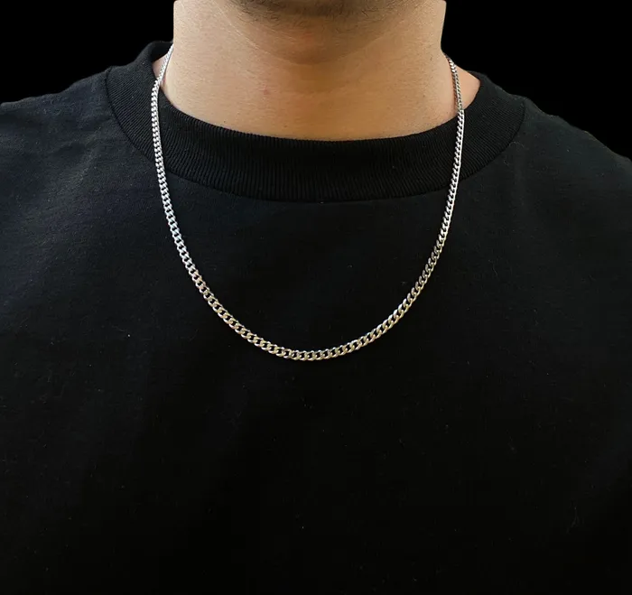 Silver Curb Chain Fashion Jewelry by Yordy Necklaces
