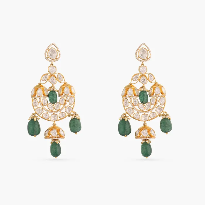 SILVER Earrings Soma Moissanite Silver Chandbali Earrings