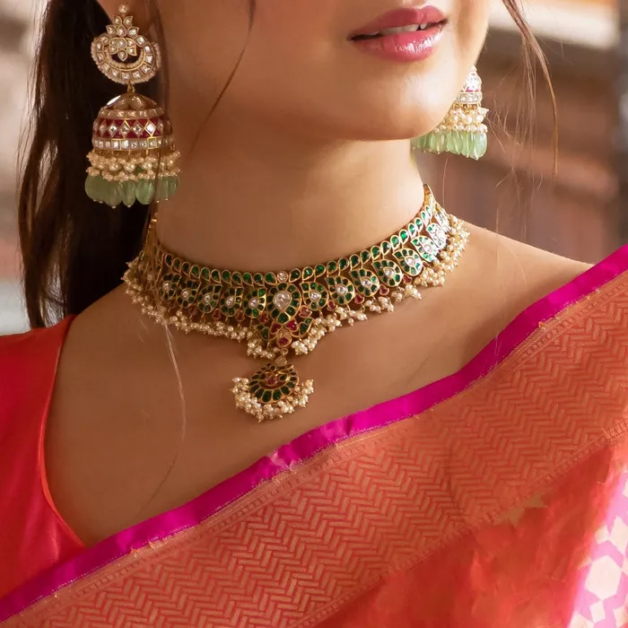 SILVER Jyotsna Kempu Mango Silver Choker Necklace Necklaces