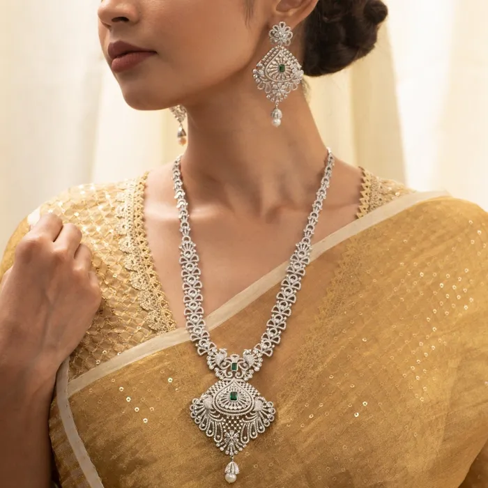SILVER Necklaces Sadhvi CZ Silver Necklace Set