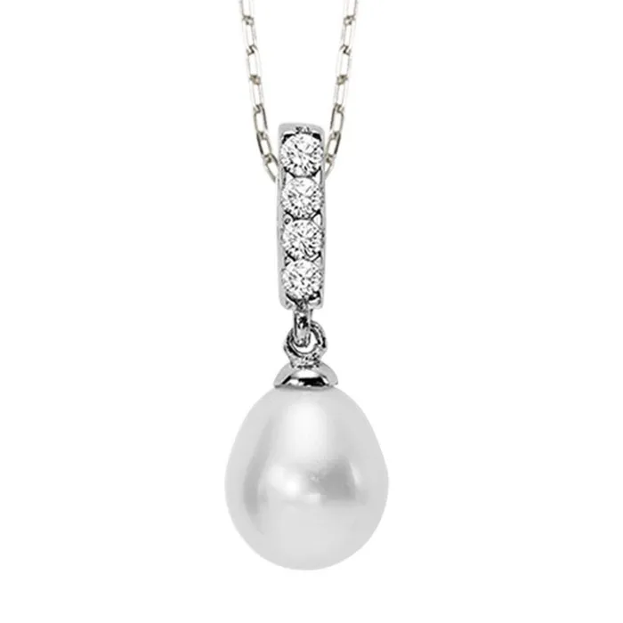 Silver Pearl Pendant Gems One Necklaces