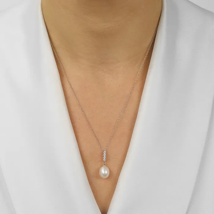 Silver Pearl Pendant Gems One Necklaces Silver Pearl Pendant Gems One Necklaces