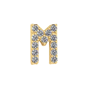 Slider Pave Letter M Charm SG Fine Charm Necklaces