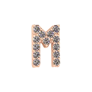 Slider Pave Letter M Charm SG Fine Charm Necklaces