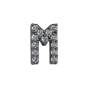 Slider Pave Letter M Charm SG Fine Charm Necklaces