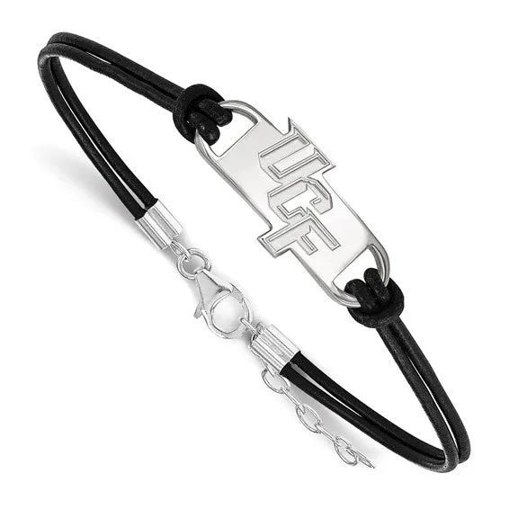 Sterling Silver Rhodiumplated LogoArt U of Central Florida UCF Small Center Black Leather 7 inch Bracelet with Extender International Diamond Center Bracelets Sterling Silver Rhodiumplated LogoArt U of Central Florida UCF Small Center Black Leather 7 inch Bracelet with Extender International Diamond Center Bracelets