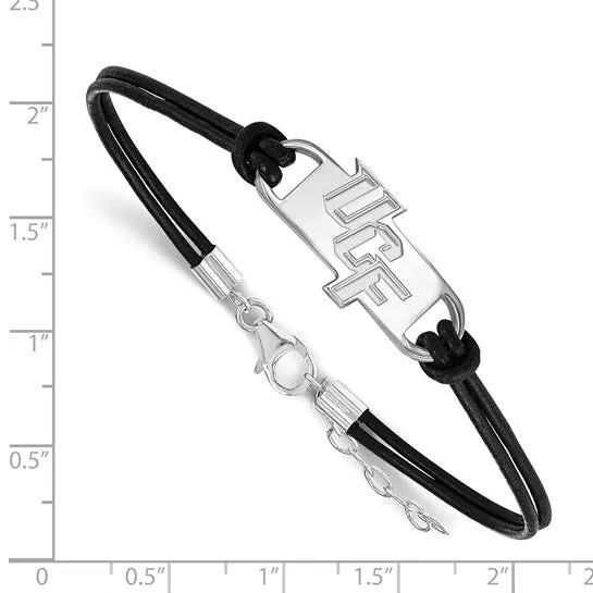 Sterling Silver Rhodiumplated LogoArt U of Central Florida UCF Small Center Black Leather 7 inch Bracelet with Extender International Diamond Center Bracelets Sterling Silver Rhodiumplated LogoArt U of Central Florida UCF Small Center Black Leather 7 inch Bracelet with Extender International Diamond Center Bracelets