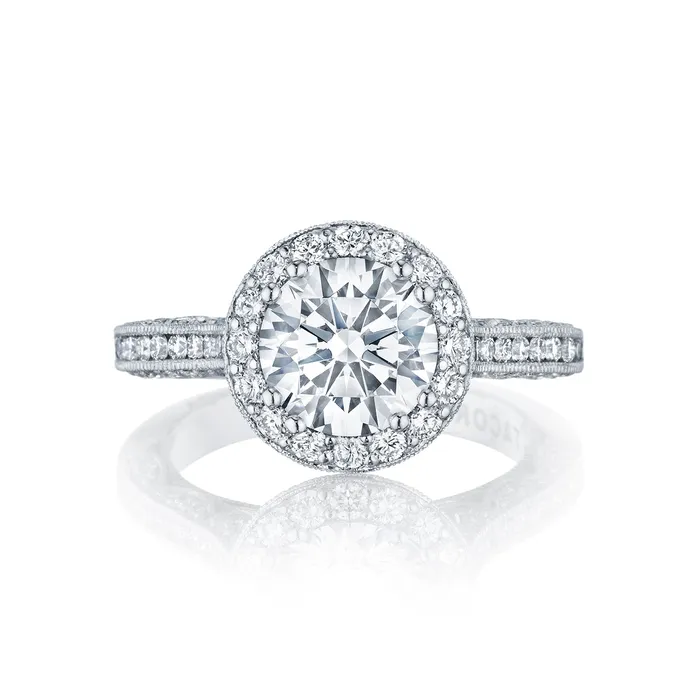 Tacori 18k White Gold Classic Crescent Round Diamond Engagement Ring Setting 089 CTW International Diamond Center Rings Tacori 18k White Gold Classic Crescent Round Diamond Engagement Ring Setting 089 CTW International Diamond Center Rings