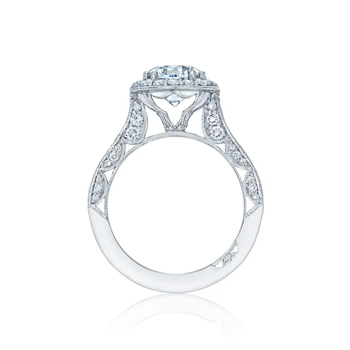 Tacori 18k White Gold Classic Crescent Round Diamond Engagement Ring Setting 089 CTW International Diamond Center Rings