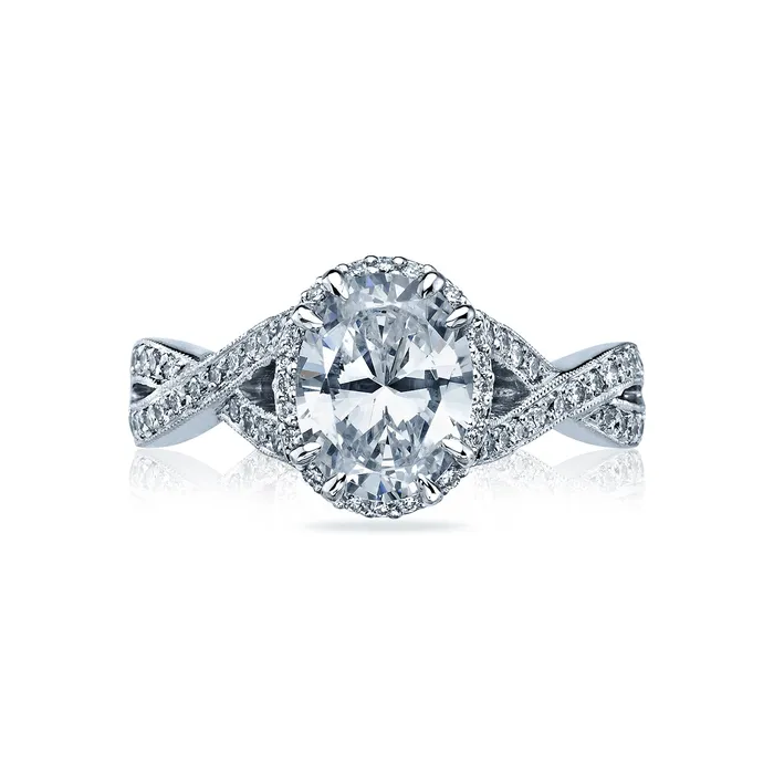 Tacori 18k White Gold Dantela Oval Diamond Engagement Ring Setting 05 CTW International Diamond Center Rings Tacori 18k White Gold Dantela Oval Diamond Engagement Ring Setting 05 CTW International Diamond Center Rings