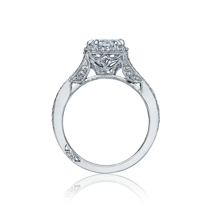 Tacori 18k White Gold Dantela Oval Diamond Engagement Ring Setting 05 CTW International Diamond Center Rings Tacori 18k White Gold Dantela Oval Diamond Engagement Ring Setting 05 CTW International Diamond Center Rings