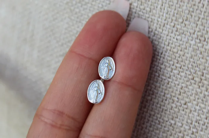 TheLittleCatholic Earrings Miraculous Medal Earrings in Sterling Silver